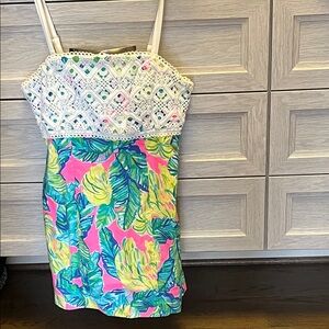 Lilly Pulitzer Pink and Green Tropical Dress